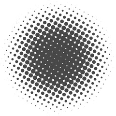 Circle dots with halftone pattern. Round gradient background. Element with gradation points texture. Abstract geometric shape