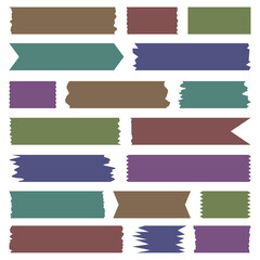 Set of colorful washi tapes. Washi tapes collection with pattern in vector. Pieces of decorative tape for scrapbooks.