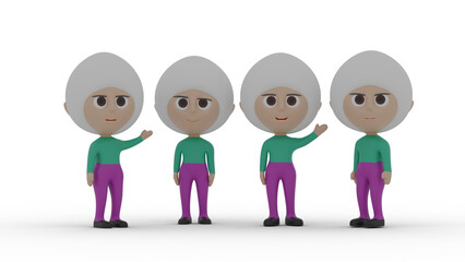 3d people in a row