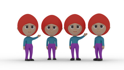 3d people in a row