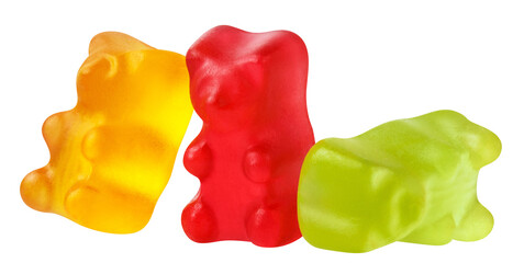 Colorful jelly gummy bears cut out