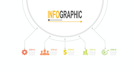 5 steps Infographic template business data illustration