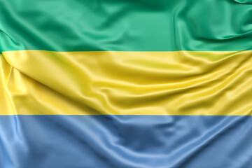 Ruffled Flag of Gabon. 3D rendering. Isolated