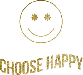 Choose happy golden glitter text for design shirt and cards
