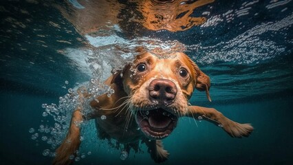 Dog Diving Underwater | Generative AI Image