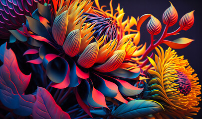 Striking, oversized flowers in a bright, saturated palette