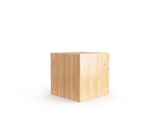 3D Rendering Wooden Cube Box on white background