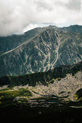 Nature scenery, high Tatras and valleys of Poland, clouds over mountains