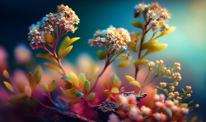 Fototapeta na wymiar Tiny delicate flowers in a soft, feminine palette