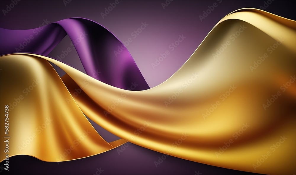 Wall mural a gold and purple abstract background with a wavy design on the top of the image and the bottom of t