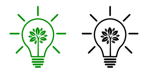 Eco light bulb with tree icon set, ecological friendly and sustainable environment concept - stock vector