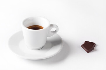 Coffee cup with chocolate  on a white background.Cup of espresso.
