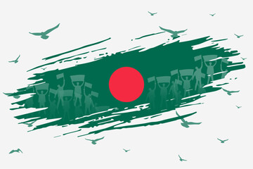 Modern Abstract Design for Bangladesh National Day. Trendy Brush Style with Flag Colors & Symbolism of Freedom. Perfect for Independence Day, Martyrs Day, Language Day, Victory Day & More.