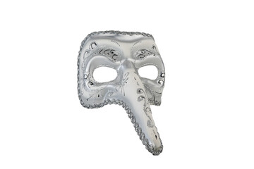 Venetian mask silver, isolated on white