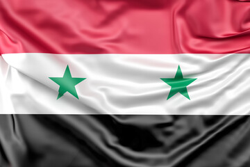 Ruffled Flag of Syria. 3D Rendering