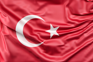 Ruffled Flag of Turkey. 3D Rendering