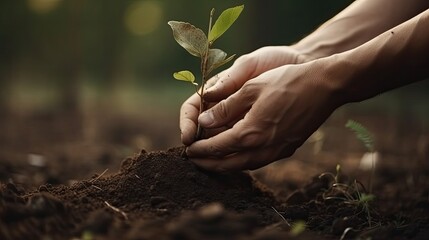 Fototapeta premium hand holding young tree for planting. concept eco earth day generative ai