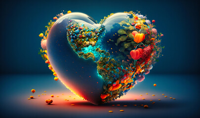 A heartfelt globe manipulation background with hearts forming the continents, representing global love and compassion