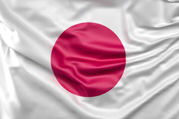 Ruffled Flag of Japan. 3D Rendering
