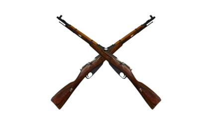 crossed military rifles on transparent background
