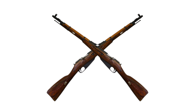 crossed military rifles on transparent background