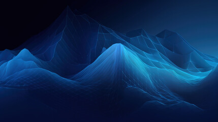abstract blue waves background as minimal landscape, generative ai