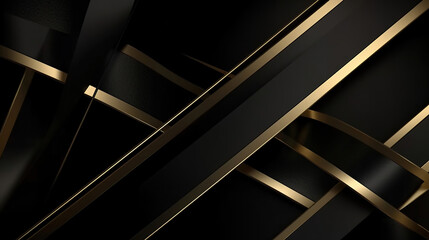 abstract golden and black stripes background, generative ai