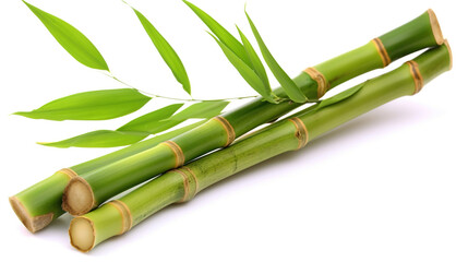 fresh green bamboo isolated on white background, generative ai
