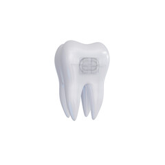 Teeth ceramic braces. Teeth alignment. White teeth with braces on a transparent background. PNG. 3d render