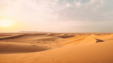 Fototapeta na wymiar sand dunes in the desert in the morning lights, generative ai