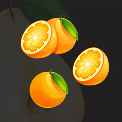 Orange Juicy Bright Fresh Ripe Tangerine Vector Illustration