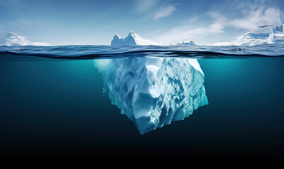 iceberg floating in the sea, global warming, generative ai