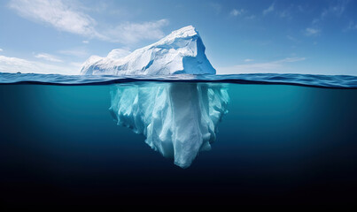 iceberg floating in the sea, global warming, generative ai