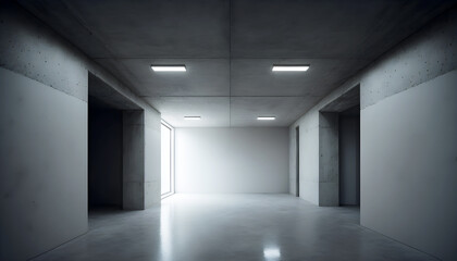 Empty concrete interior, illustration ai generative