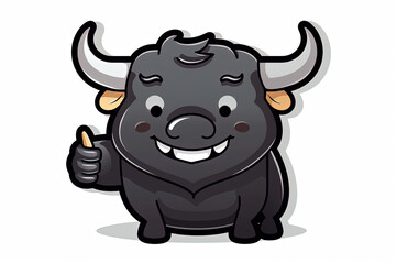 cute black bull vector illustration. Generative AI