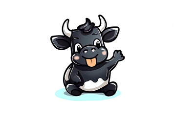 cute black cow vector illustration. Generative AI