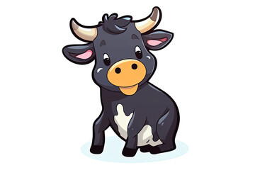 Naklejka premium cute black cow vector illustration. Generative AI