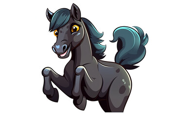 cute black horse vector illustration. Generative AI