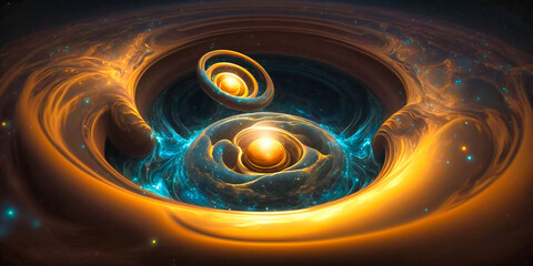 Ripples in space-time caused by the acceleration of massive objects, such as black holes or neutron stars