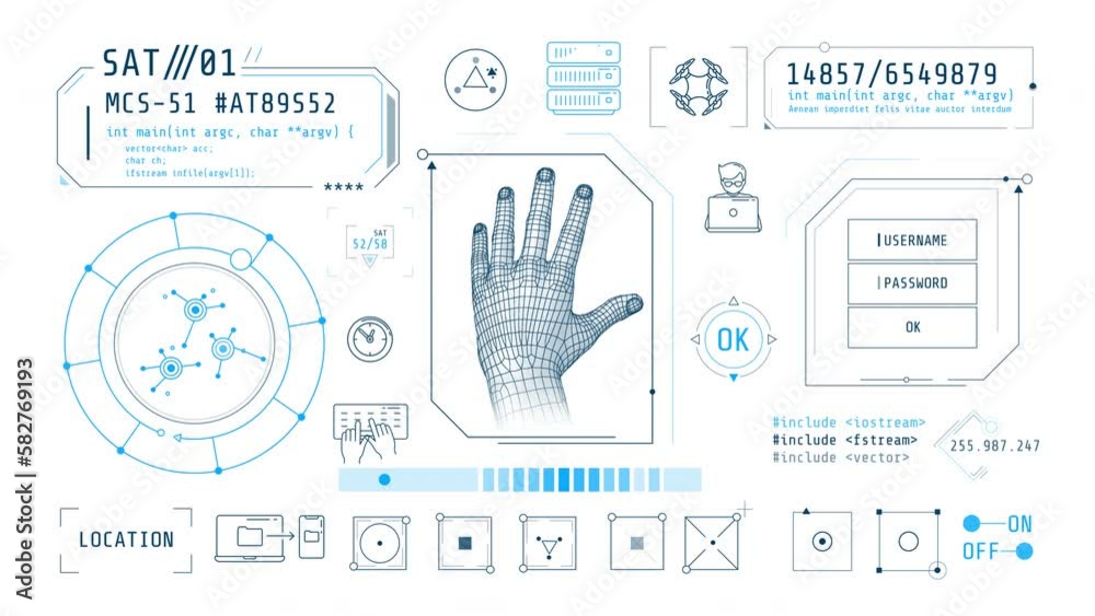 Wall mural dynamic animation on the theme of computer security.