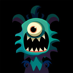 Vector illustration cute and fantastic monster wall art