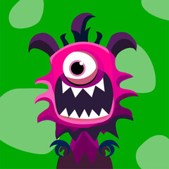 Fototapeta premium Vector illustration cute and fantastic monster wall art