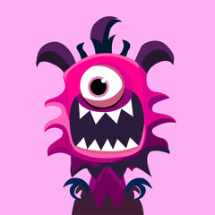 Vector illustration cute and fantastic monster wall art