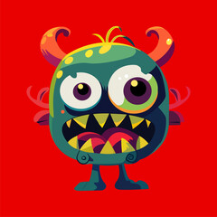 Naklejka premium Vector illustration cute and fantastic monster wall art