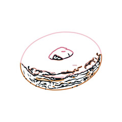 Color sketch of a donut with transparent background