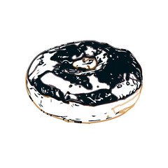 Fototapeta premium Color sketch of a donut with transparent background