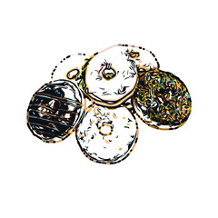 Color sketch of a donut with transparent background