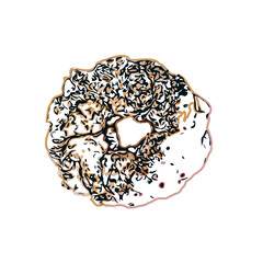Color sketch of a donut with transparent background
