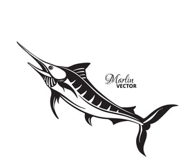 Marlin fish logo template. Sailfish jumping out of the water.