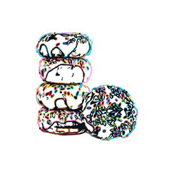 Color sketch of a donut with transparent background